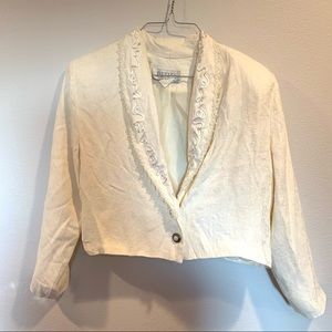 Vintage cropped white blazer, lace, Harry styles
